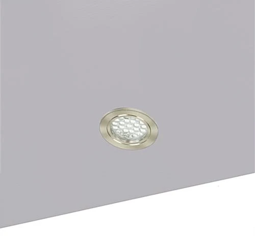 29" Glass Display Case W/ 5 Shelves, Top Lights, Wheels, Hinged Door - Silver - Image 3