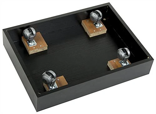 37" Glass Display Case W/5 Shelves, 2 Top Lights, Hidden Wheels & Hinged Door - Black - Image 4