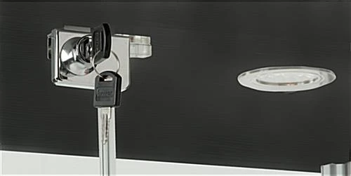 37" Glass Display Case W/5 Shelves, 2 Top Lights, Hidden Wheels & Hinged Door - Black - Image 6