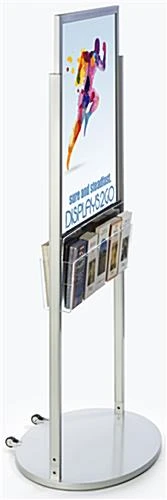 22x28 Poster Floor Stand, 4"/8.5"w, 6/10 Pockets, Double Sided, Wheels - Silver - Image 3