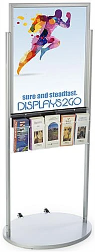 22x28 Poster Floor Stand, 4"/8.5"w, 6/10 Pockets, Double Sided, Wheels - Silver - Image 2
