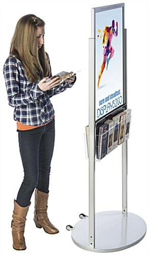 22x28 Poster Floor Stand, 4"/8.5"w, 6/10 Pockets, Double Sided, Wheels - Silver - Image 7