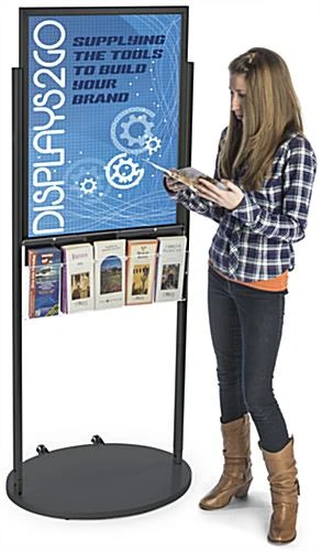 22x28 Poster Floor Stand, 4"/8.5"w, 3/5 Pockets, Double Sided, Wheels - Black - Image 6