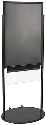 24x36 Poster Floor Stand, 4"/8.5"w, 3/5 Pockets, Double Sided, Wheels - Black