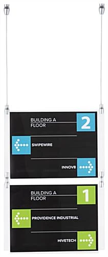 (2) 11 X 8.5 Ceiling Sign Holders With 16-foot Steel Cable System - Clear - Image 4