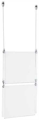 (2) 11 X 8.5 Ceiling Sign Holders With 16-foot Steel Cable System - Clear