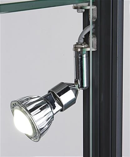 Portable Display Case W/Top & Side Lights, Locking Hinged Door, Carrying Case - Black - Image 4