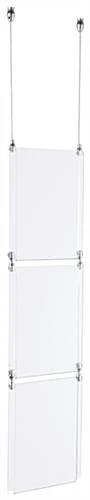 (3) 8.5 X 11 Ceiling Sign Holders With 16-foot Steel Cable System - Clear