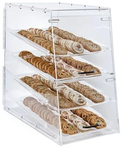 Acrylic Food Display Case For Bakery, (4) Trays, Knock Down Design
