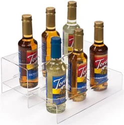 2-Tiered Acrylic Bottle Organizer For Countertop Use, 6 Slots - Clear