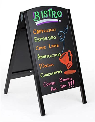 21 X 34 Write-On Board A-Frame, Chalk & Wet Erase, Double Sided - Black - Image 2