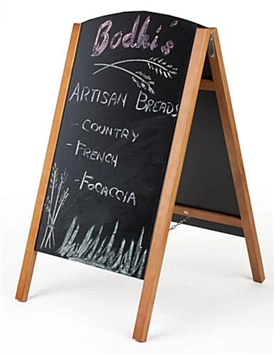 21 X 34 Write-On Board A-Frame, Chalk & Wet Erase, Double Sided, Teak Frame - Black - Image 3