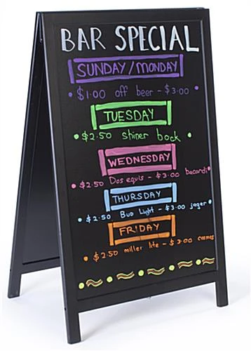 24 X 36 Write-On Board A-Frame, Chalk & Wet Erase, Double Sided - Black