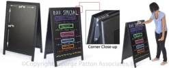 A-frame Chalkboard With Write-on Surface For Chalk Or Wet Erase Pens, 2 Sided - Black