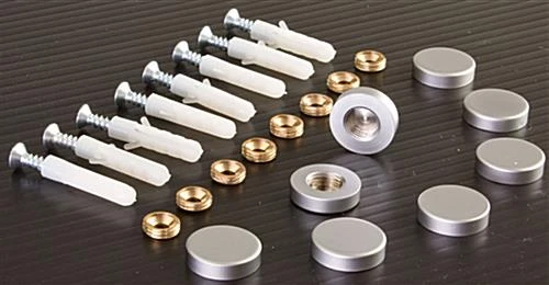 3/4" Round Brass Screw Cover Set, Includes (8) Screws & Covers - Silver - Image 2