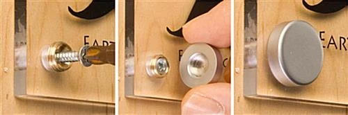 3/4" Round Brass Screw Cover Set, Includes (8) Screws & Covers - Silver - Image 3