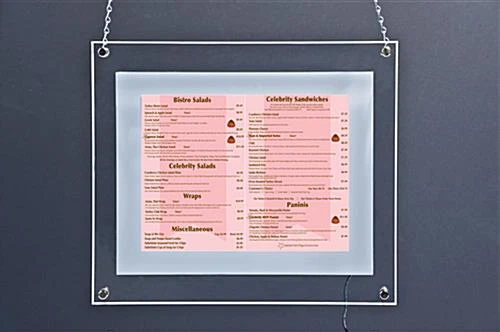 8.5 X 11 Acrylic Sign Holder For Wall Or Window, LED Illuminated - Clear