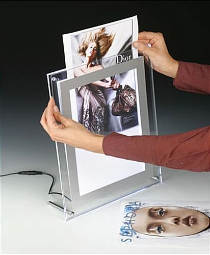 8.5 X 11 Acrylic Sign Holder For Tabletop Or Wall, LED Illuminated - Clear - Image 3