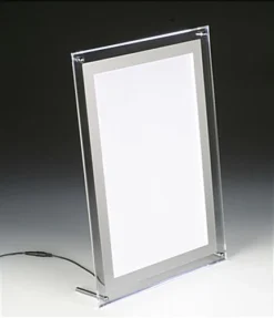 11 X 17 Sign Holder W/ LED Lights, Wall Mount Or Tabletop, Standoff Hardware - Clear