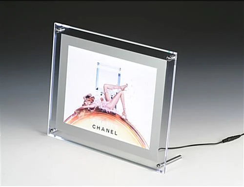 8.5 X 11 Acrylic Sign Holder For Tabletop Or Wall, LED Illuminated - Clear - Image 2