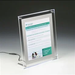 8.5 X 11 Acrylic Sign Holder For Tabletop Or Wall, LED Illuminated - Clear