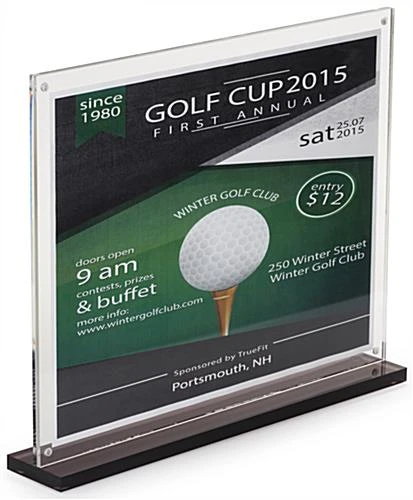 11 X 8.5 Tabletop Acrylic Sign Holder, Magnetic Closure, Smoke Base – Clear - Image 2