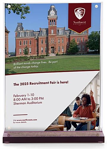 5 X 7 Tabletop Acrylic Sign Holder, Magnetic Closure, Double-Sided – Clear - Image 2