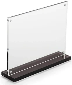 7 X 5 Tabletop Acrylic Sign Holder, Magnetic Closure, Smoke Base – Clear