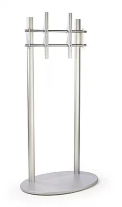 TV Stand With Poster Holder, Fits Monitors 42 To 60-Inch, Oval Base - Silver