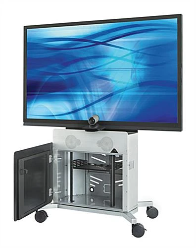 TV Cart With Storage Cabinet, Mount Fits Monitors Up To 80" - Black - Image 2