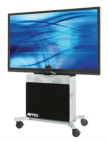 TV Cart With Storage Cabinet, Mount Fits Monitors Up To 80" - Black