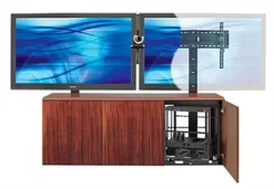 TV Stand For Monitors Up To 103" W/ Cabinet Storage - Mahogany