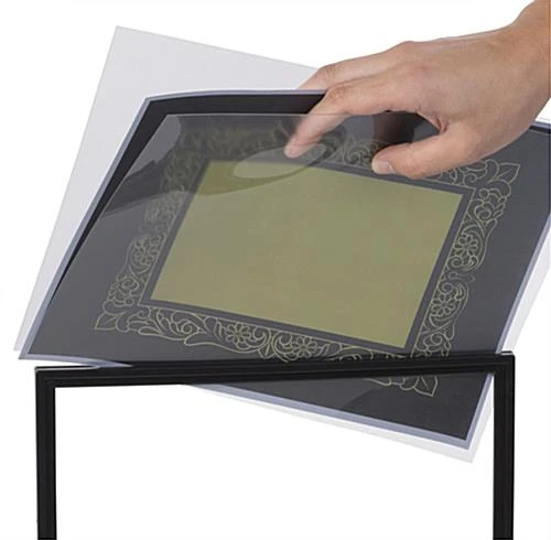 11” X 7” Tabletop Sign Holder, Height Adjustable, Top Insert Frame W/ Lens - Black - Image 4