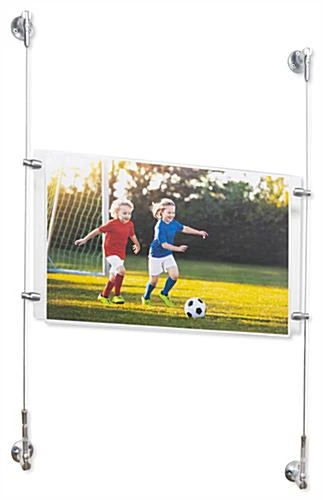 17 X 11 Sign Holder With Wall Mount Cable - Clear - Image 2