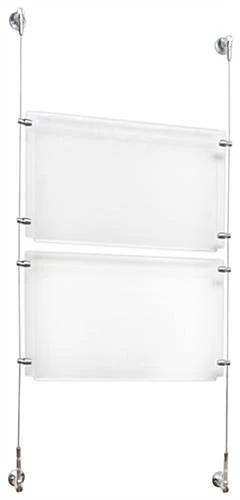 (2) 17 X 11 Sign Holders With Wall Mount Cable - Clear