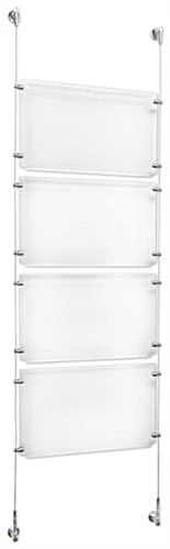 (4) 17 X 11 Sign Holders With Wall Mount Cable - Clear