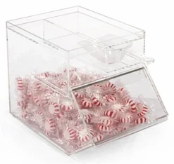 1 Gallon Acrylic Candy Bin W/ Slide-In Door & Scoop - Clear