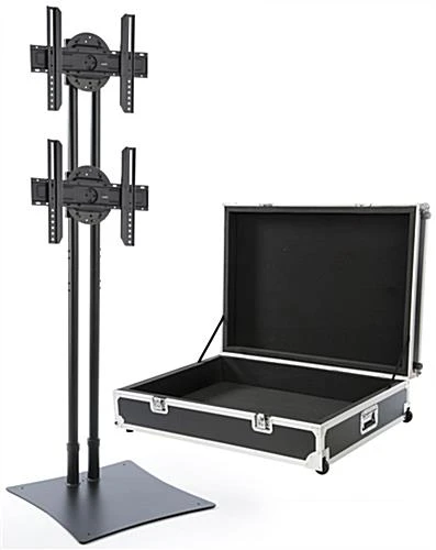 Dual TV Stand W/ 2 Rotating Brackets, Monitors 32” – 70”, Travel Case - Black