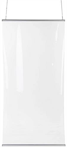 Vinyl Sneeze Shield With Aluminum Snap Rails, Ceiling Hanging - Clear - Image 2