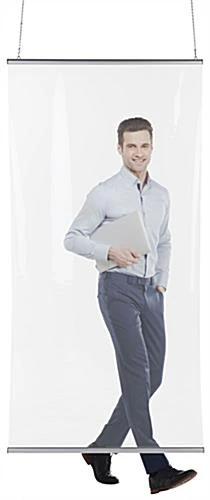 Vinyl Sneeze Shield With Aluminum Snap Rails, Ceiling Hanging - Clear - Image 7