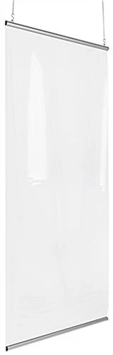 Vinyl Sneeze Shield With Aluminum Snap Rails, Ceiling Hanging - Clear