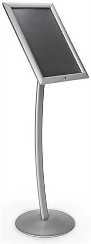 11 X 17 Outdoor Menu Stand For Floor, Locking Snap Open Frame, Curved Post - Silver - Image 2