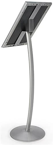 11 X 17 Outdoor Menu Stand For Floor, Locking Snap Open Frame, Curved Post - Silver - Image 3