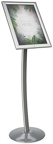 11 X 17 Outdoor Menu Stand For Floor, Locking Snap Open Frame, Curved Post - Silver