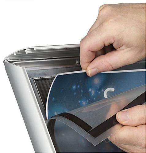 17 X 11 Outdoor Menu Stand For Floor, Locking Snap Open Frame, Curved Post - Silver - Image 4