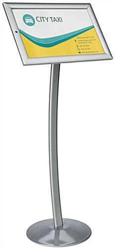 17 X 11 Outdoor Menu Stand For Floor, Locking Snap Open Frame, Curved Post - Silver