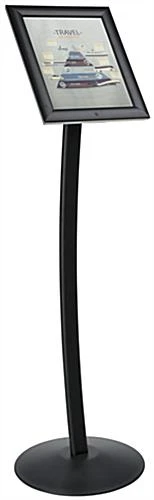 8.5 X 11 Outdoor Menu Floor Stand, Locking Snap Open Frame, Curved Post - Black