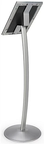 8.5 X 11 Outdoor Menu Floor Stand, Locking Snap Open Frame, Curved Post - Silver - Image 3