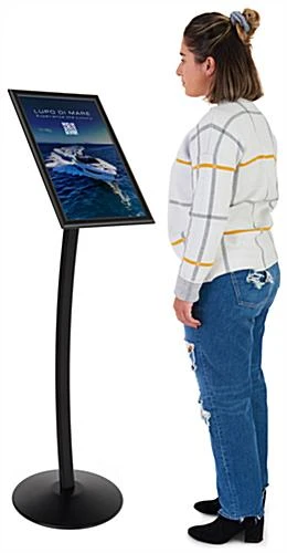 11 X 17 Menu Stand For Floor, Snap Open, Curved Post - Black - Image 3