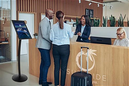 11 X 17 Menu Stand For Floor, Snap Open, Curved Post - Black - Image 4